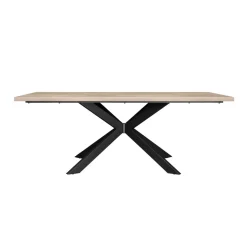Mesa de comedor Kyba diseño fijo natural/negro 77x200x100 cm