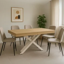 Mesa de comedor Leonardo diseño extensible 76x160-200-240x90 cm