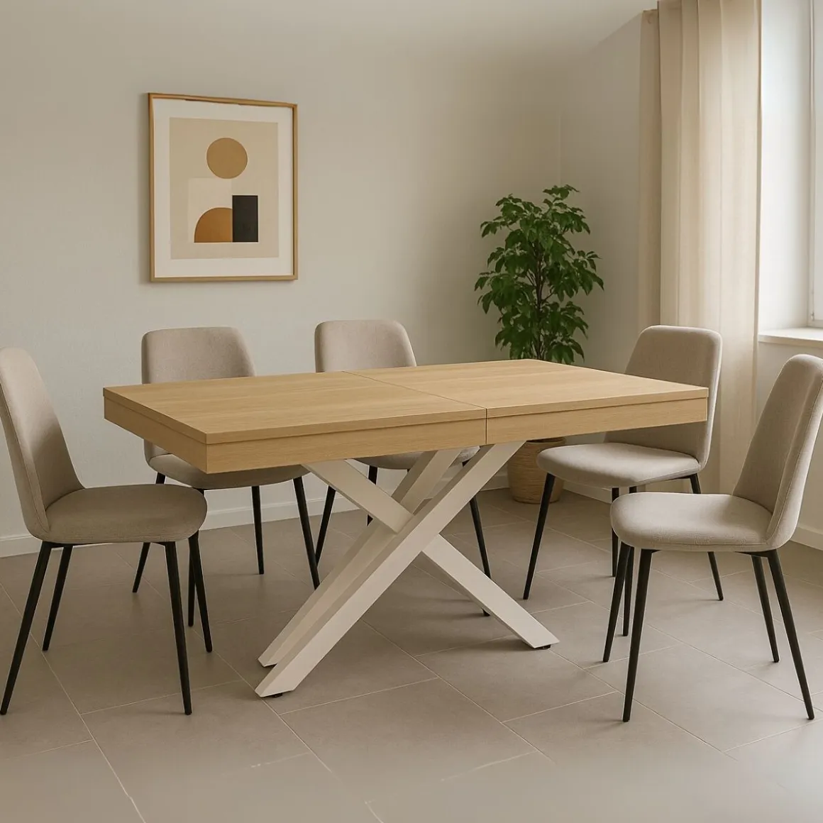 Mesa de comedor Leonardo diseño extensible 76x160-200-240x90 cm