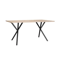 Mesa de comedor Látigo diseño fijo natural/negro 76x160x90 cm