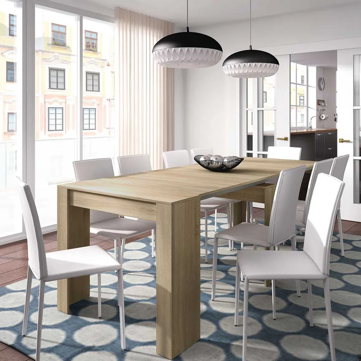 Mesa de comedor Malvin 5 posiciones roble 78x51-237x90 cm