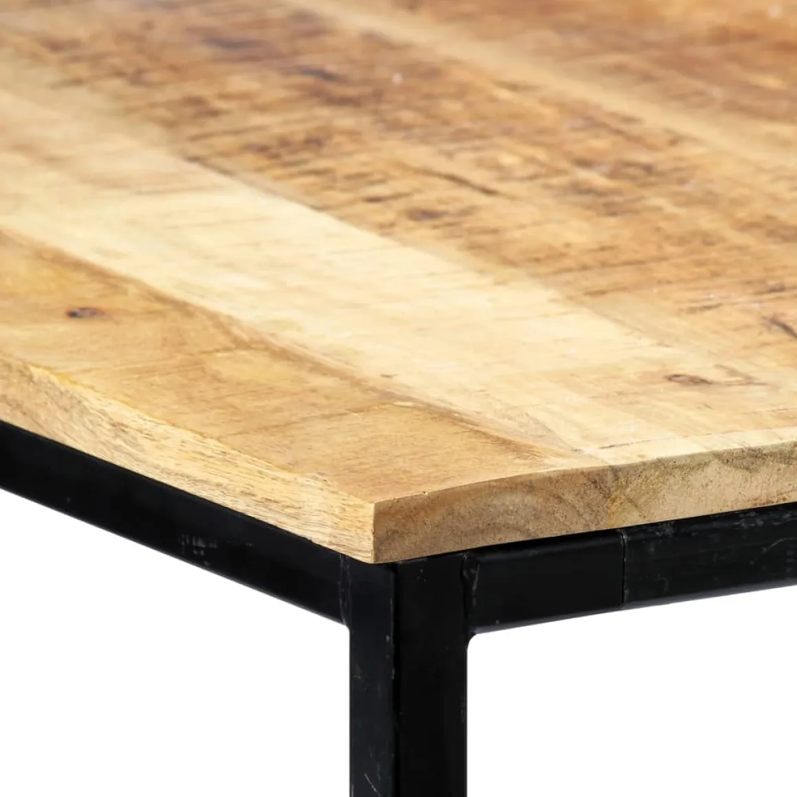 Mesa de comedor Marina madera maciza natural/negro 75x140x70 cm