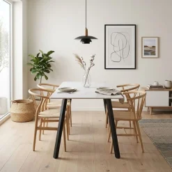 Mesa de comedor Marlot diseño fijo negro 75x140x80 cm
