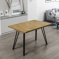 Mesa de comedor Minar diseño extensible natural 76x120x80 cm