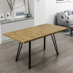 Mesa de comedor Minar diseño extensible natural 76x120x80 cm