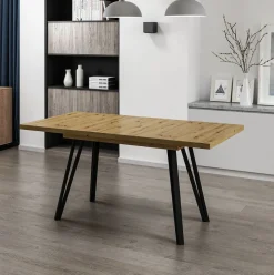 Mesa de comedor Minar diseño extensible natural 76x120x80 cm