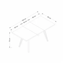 Mesa de comedor Minar diseño extensible natural 76x120x80 cm
