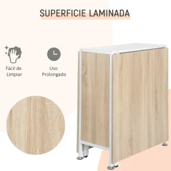 Mesa de comedor Nairobi Homcom plegable 4 estantes blanco/natural 75x169x60 cm
