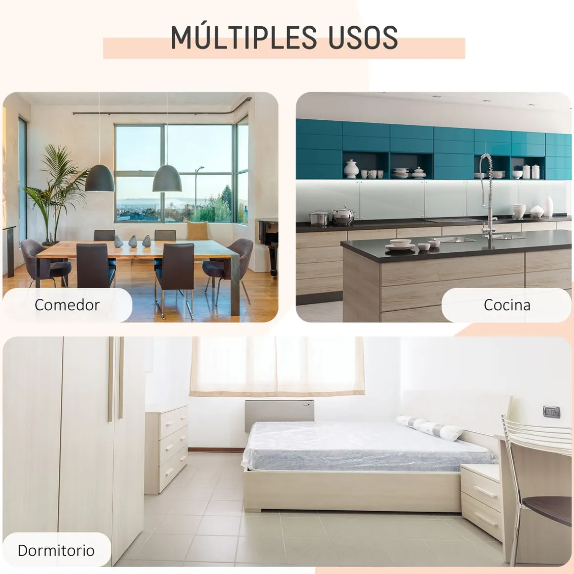 Mesa de comedor Nairobi Homcom plegable 4 estantes blanco/natural 75x169x60 cm
