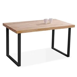 Mesa de comedor Natural patas en U madera de roble sostenible 76,5x140x80 cm