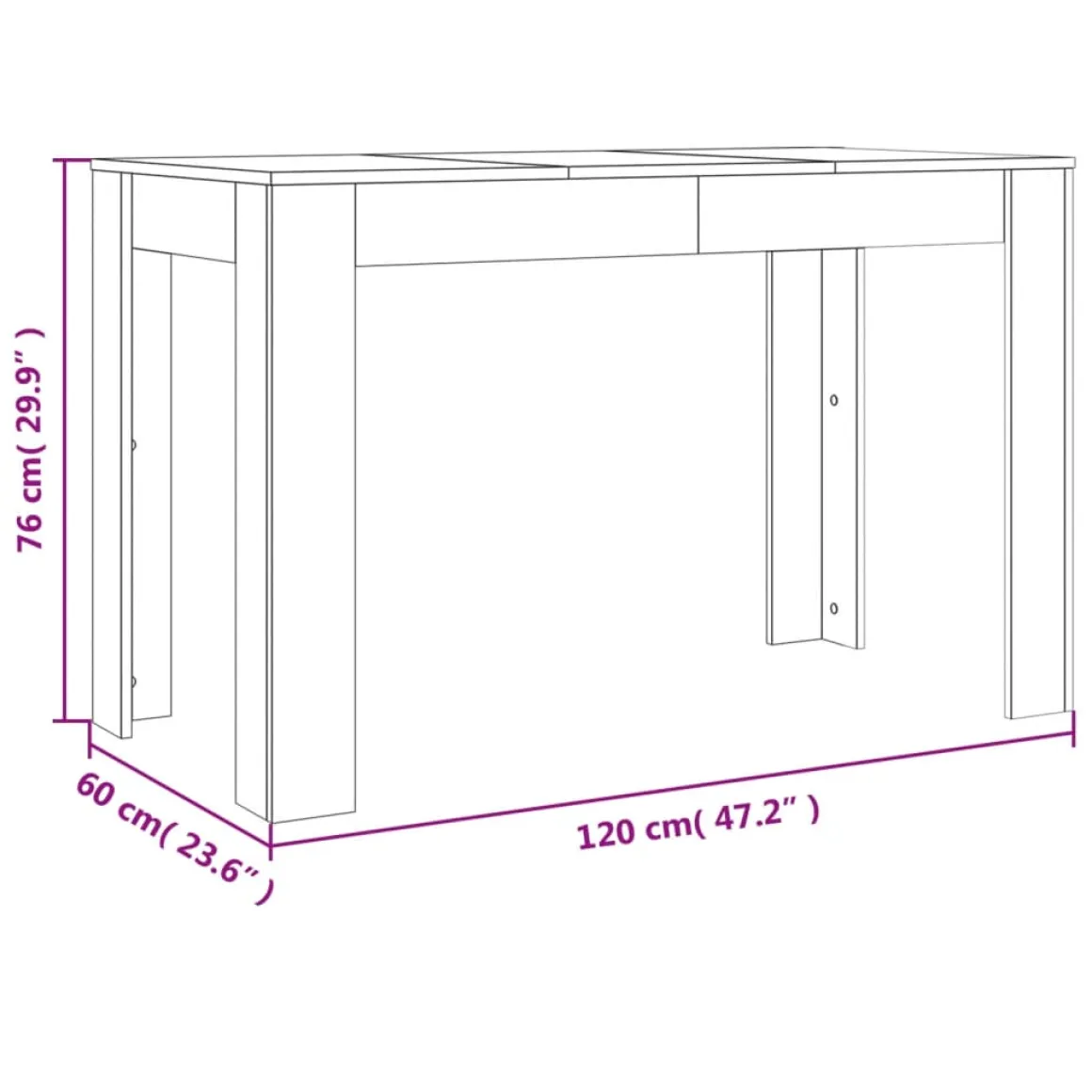 Mesa de comedor Nelva roble oscuro 76x120x60 cm