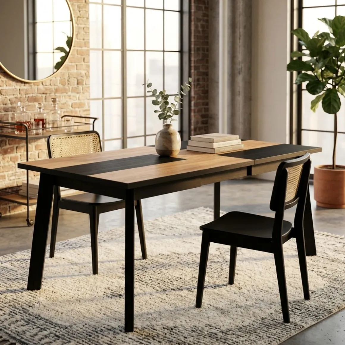 Mesa de comedor Neos diseño fijo 74x194x90 cm