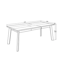 Mesa de comedor Neos diseño fijo 74x194x90 cm