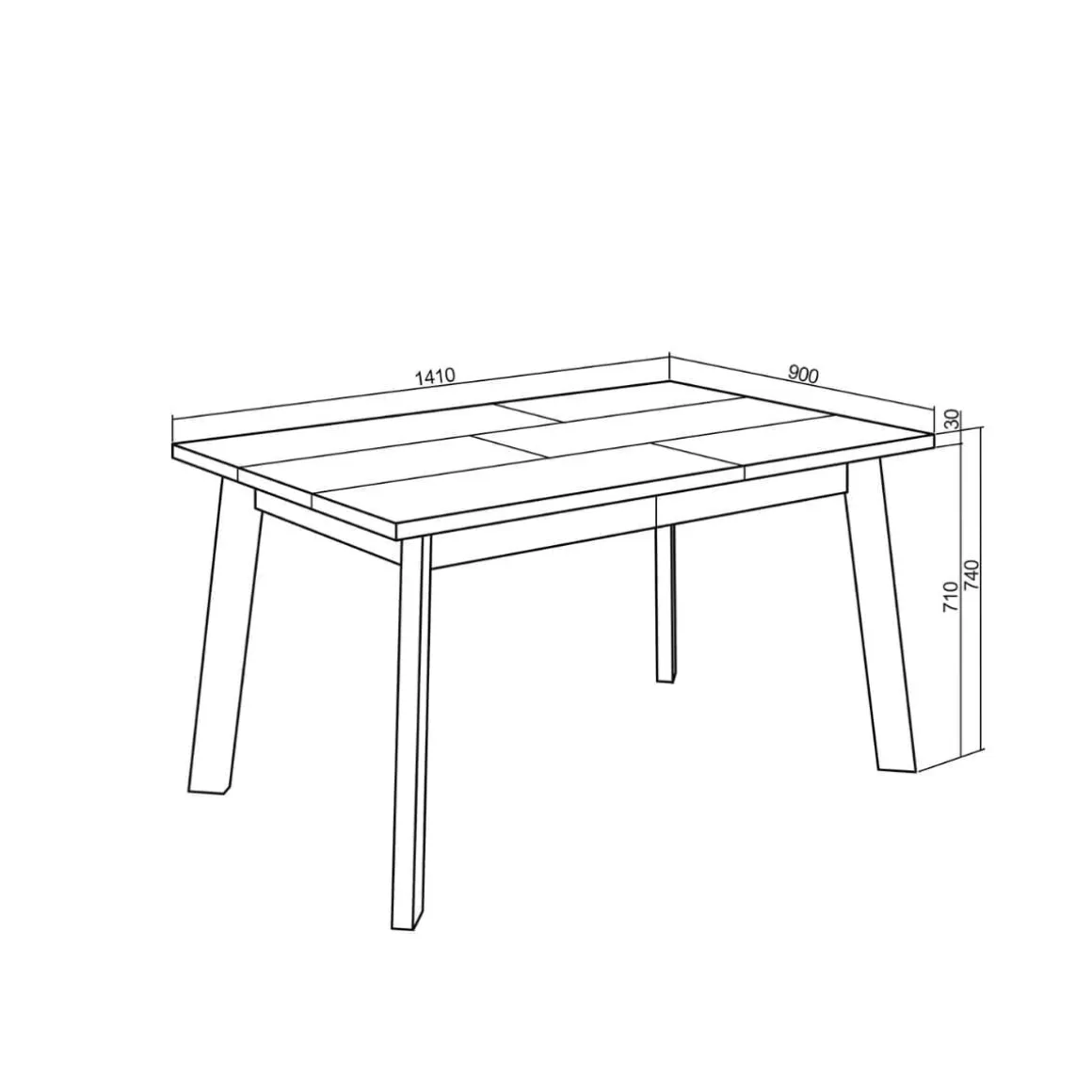 Mesa de comedor Neos diseño fijo 74x140x90 cm