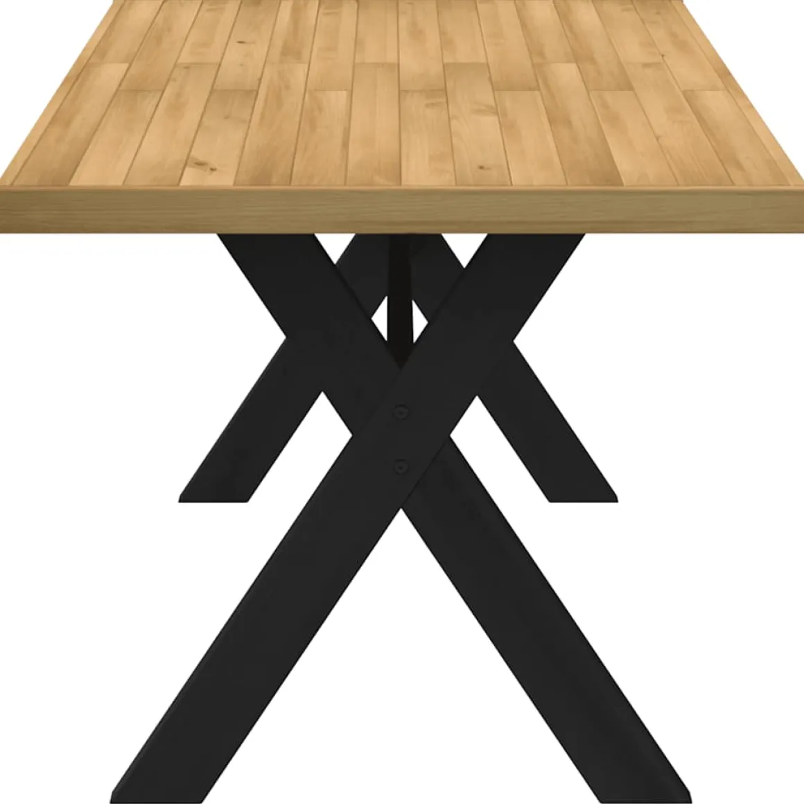 Mesa de comedor Noain diseño X madera de pino natural/negro 75x160x90 cm