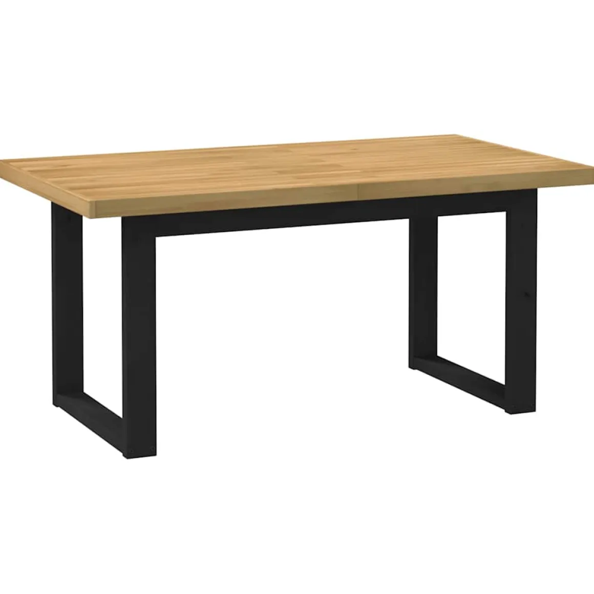 Mesa de comedor Noain diseño U madera de pino natural/negro 75x160x90 cm