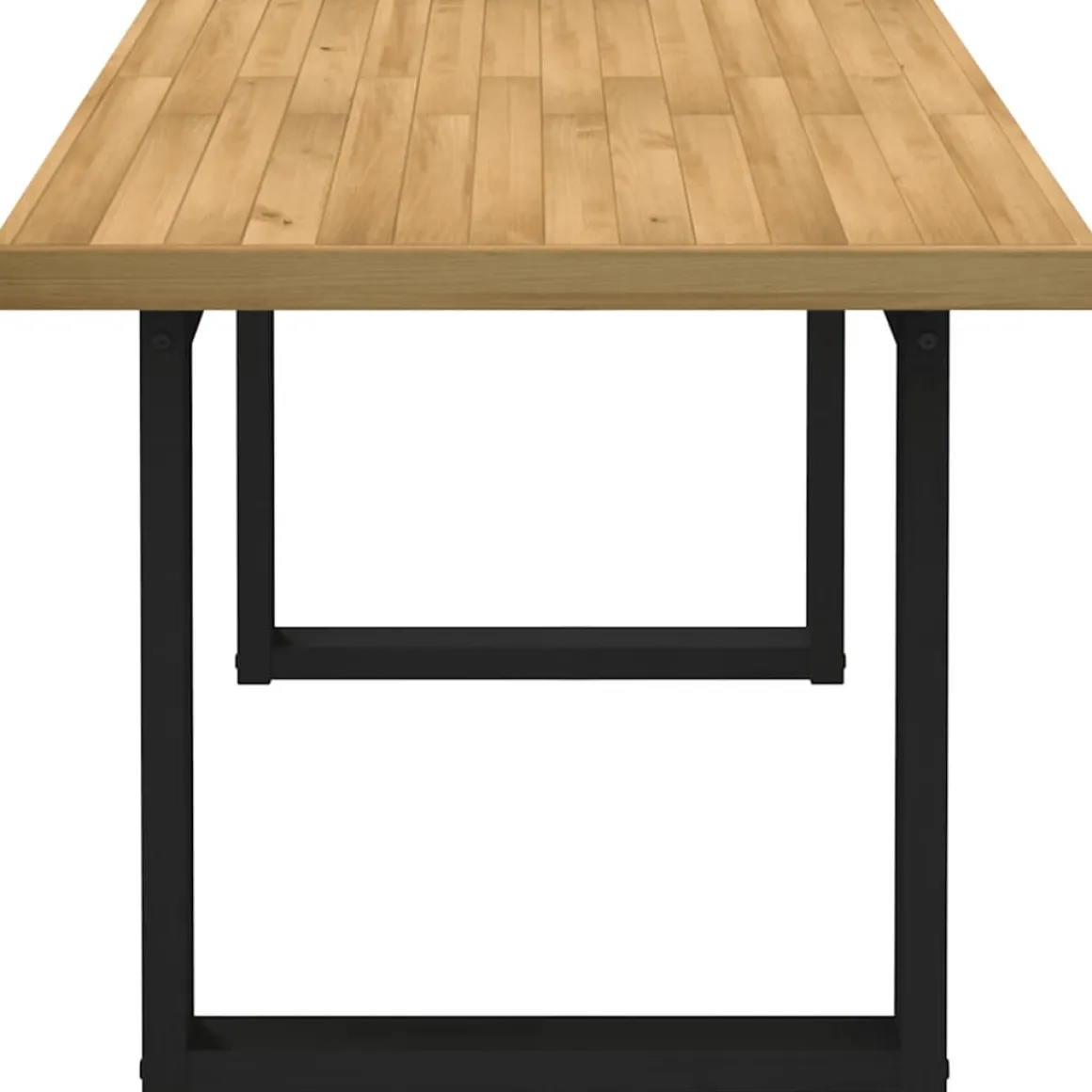 Mesa de comedor Noain diseño U madera de pino natural/negro 75x160x90 cm