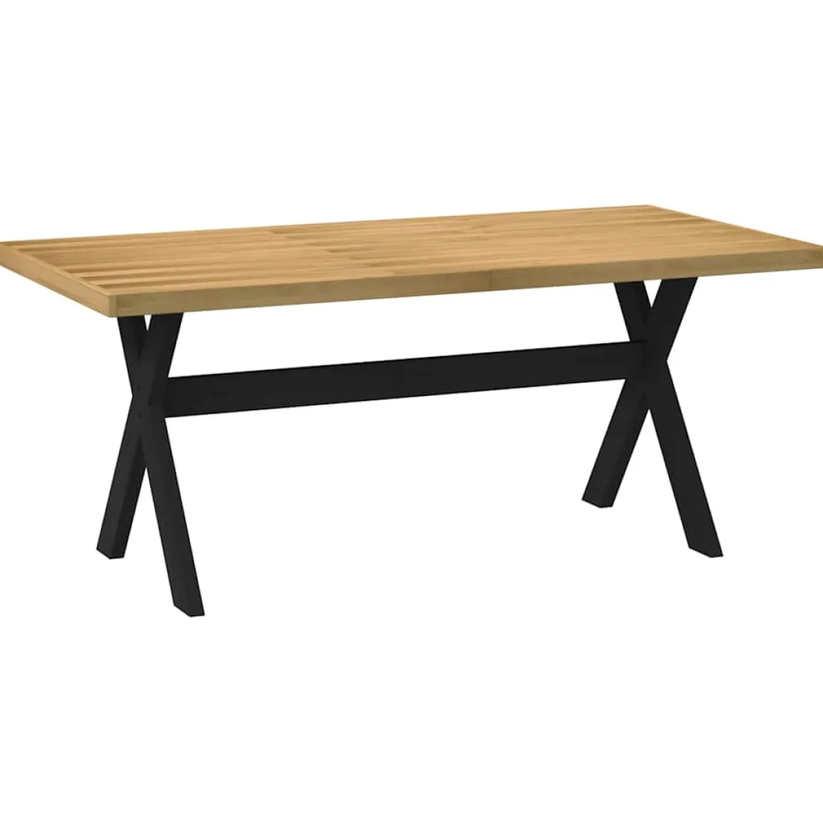 Mesa de comedor Noain diseño X madera de pino natural/negro 75x180x90 cm