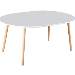 Mesa de comedor Nordika extensible forma redonda blanco/haya 100-140-180 cm
