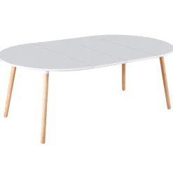 Mesa de comedor Nordika extensible forma redonda blanco/haya 100-140-180 cm