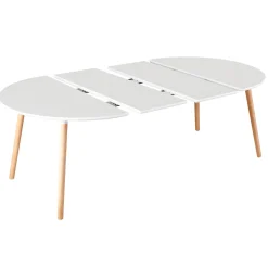 Mesa de comedor Nordika extensible forma redonda blanco/haya 100-140-180 cm