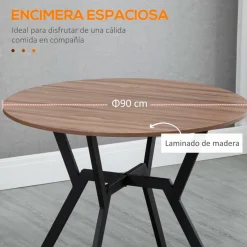 Mesa de comedor Northern diseño nórdico/industrial marrón Ø90x76 cm