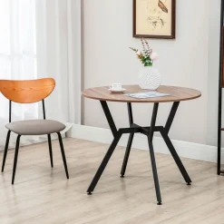Mesa de comedor Northern diseño nórdico/industrial marrón Ø90x76 cm
