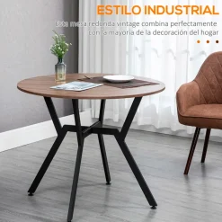 Mesa de comedor Northern diseño nórdico/industrial marrón Ø90x76 cm