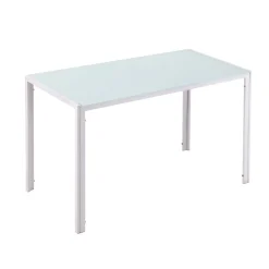 Mesa de comedor Norton Homcom tapa de cristal blanco 75x120x60 cm