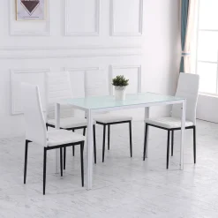 Mesa de comedor Norton Homcom tapa de cristal blanco 75x120x60 cm