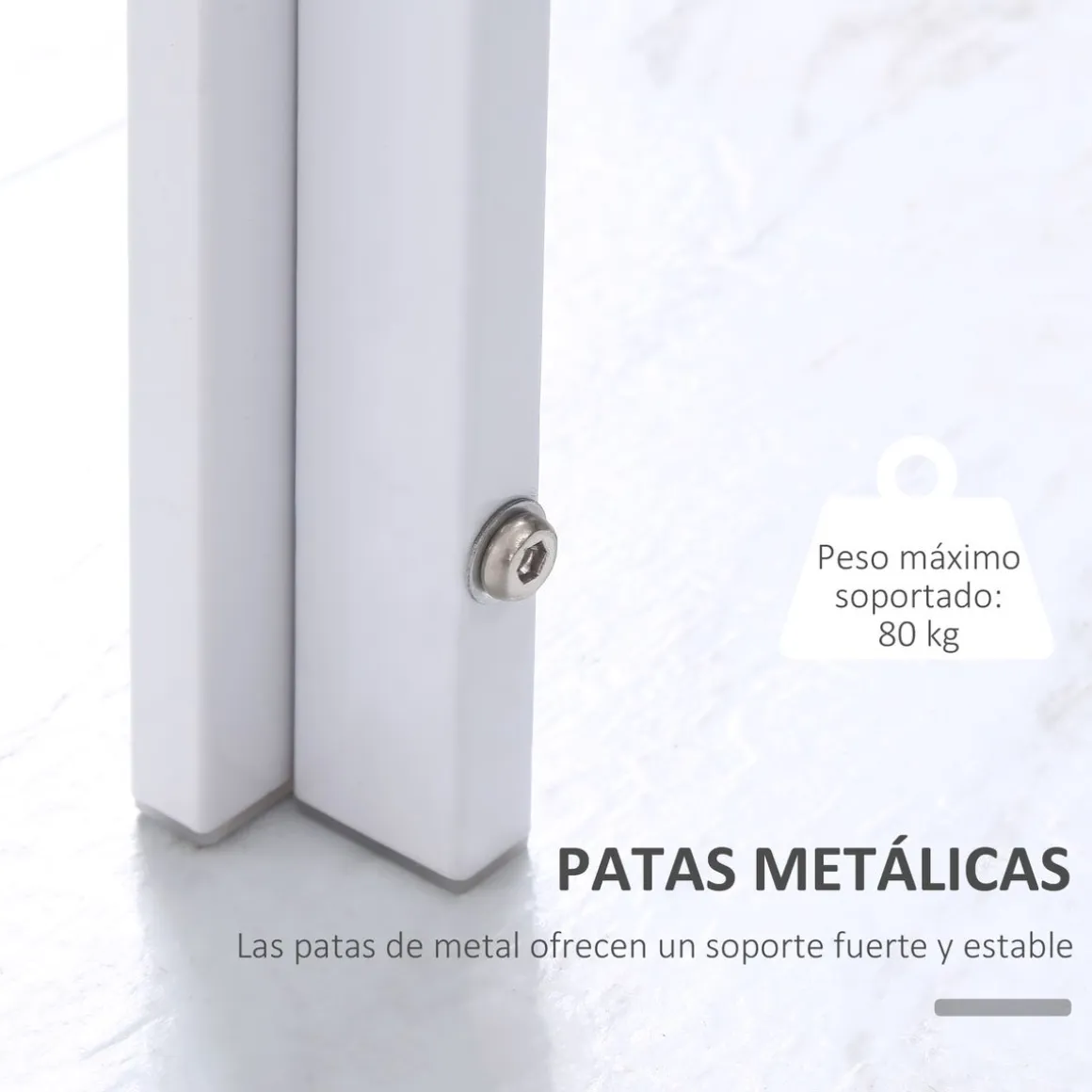 Mesa de comedor Norton Homcom tapa de cristal blanco 75x120x60 cm