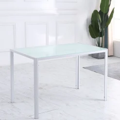 Mesa de comedor Norton Homcom tapa de cristal blanco 75x120x60 cm