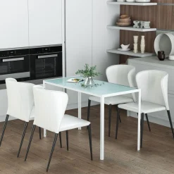 Mesa de comedor Norton Homcom tapa de cristal blanco 75x120x60 cm