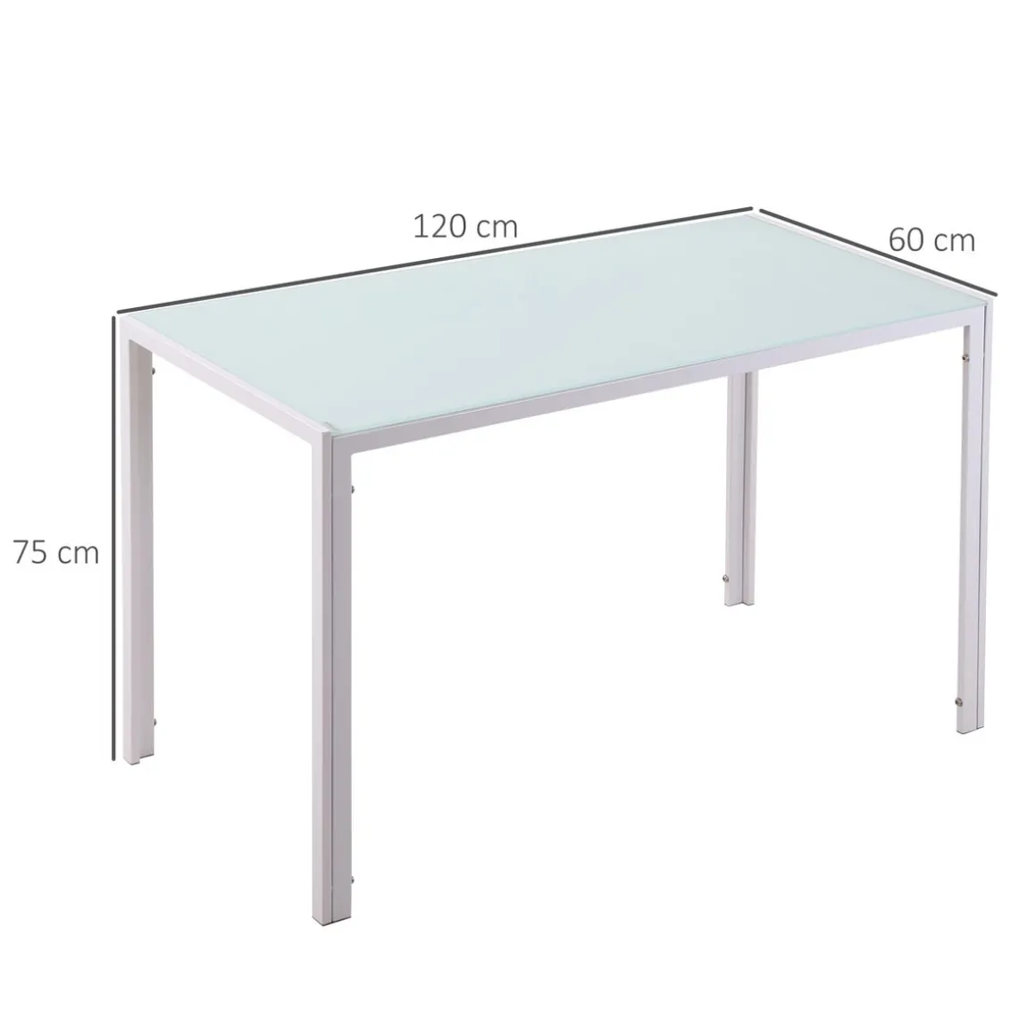 Mesa de comedor Norton Homcom tapa de cristal blanco 75x120x60 cm