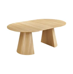 Mesa de comedor Oak redonda diseño extensible natural 75x120-160-200x120 cm