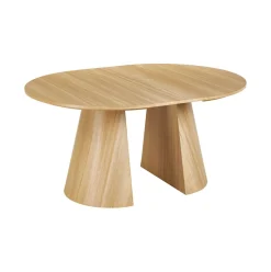 Mesa de comedor Oak redonda diseño extensible natural 75x120-160-200x120 cm