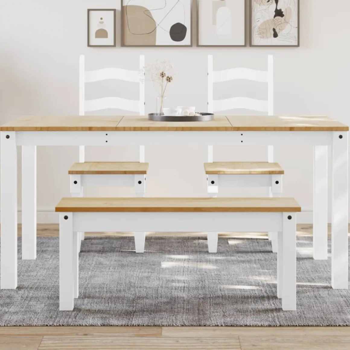 Mesa de comedor Panamá madera maciza de pino 75x160x80 cm