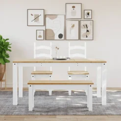 Mesa de comedor Panamá madera maciza de pino 75x160x80 cm
