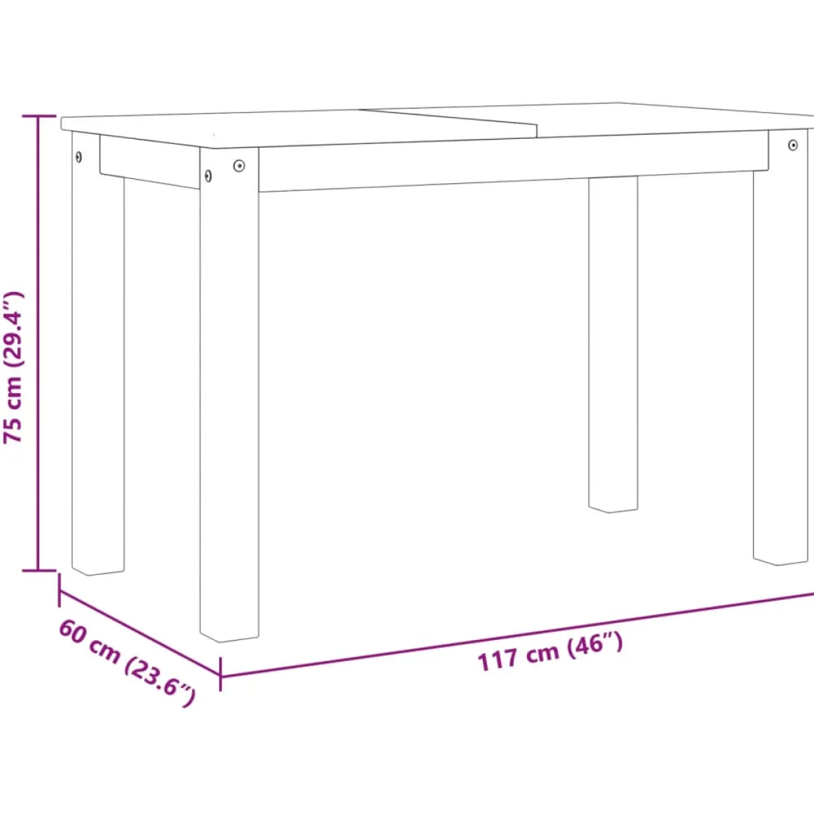 Mesa de comedor Panamá madera de pino 75x117x60 cm