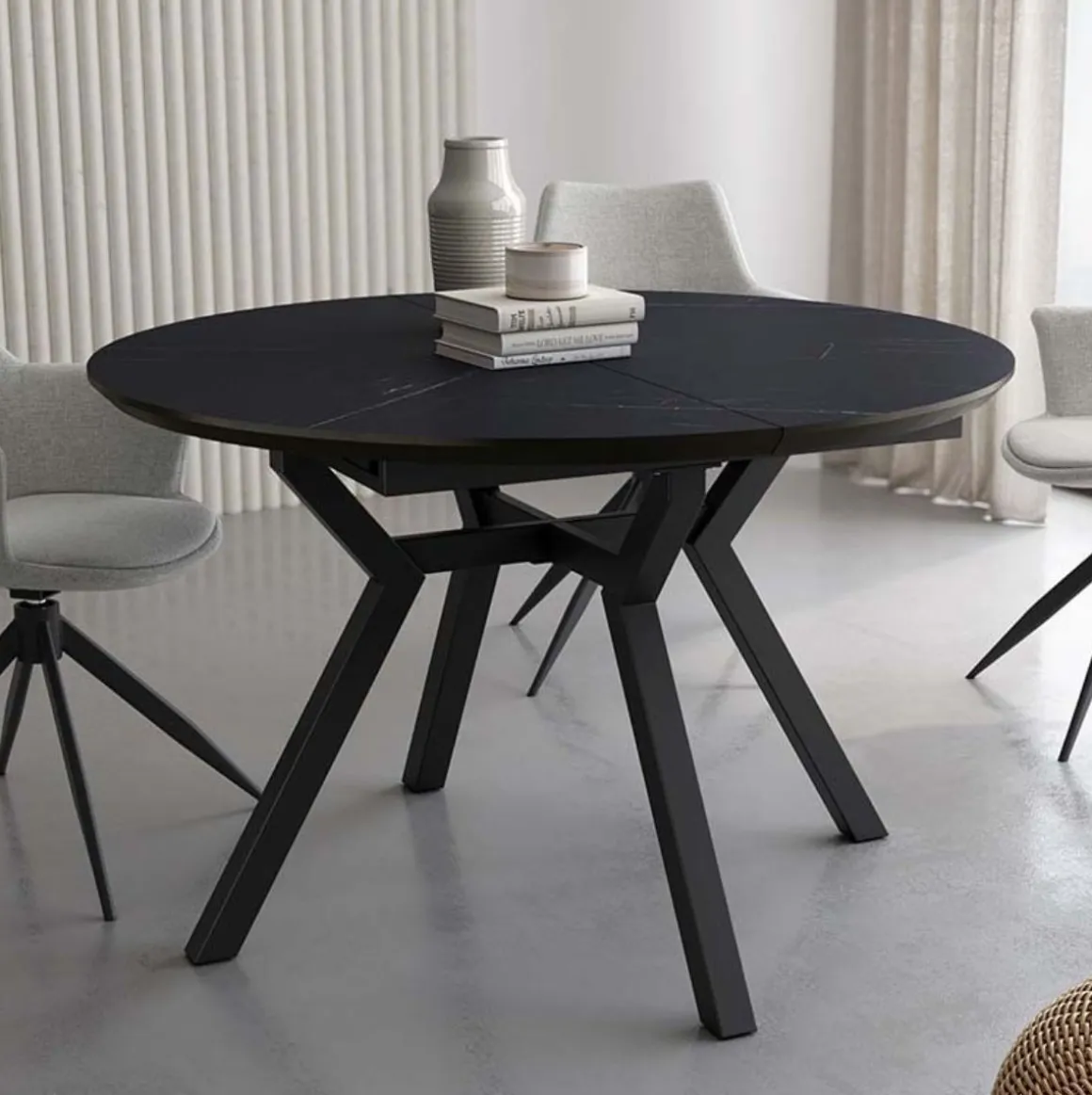 Mesa de comedor Paul redonda extensible 76x130-180x130 cm