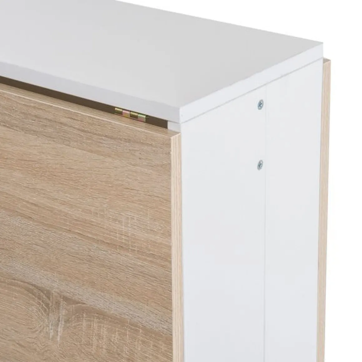 Mesa de comedor plegable Homcom 2 alas abatibles roble/blanco 73,5x103x76 cm