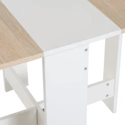 Mesa de comedor plegable Homcom 2 alas abatibles roble/blanco 73,5x103x76 cm