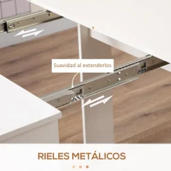 Mesa de comedor Ponia Homcom extensible blanco 75x60-180x85 cm