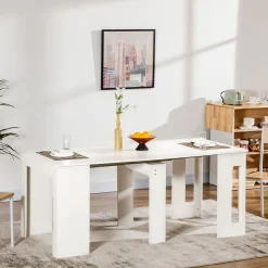 Mesa de comedor Ponia Homcom extensible blanco 75x60-180x85 cm