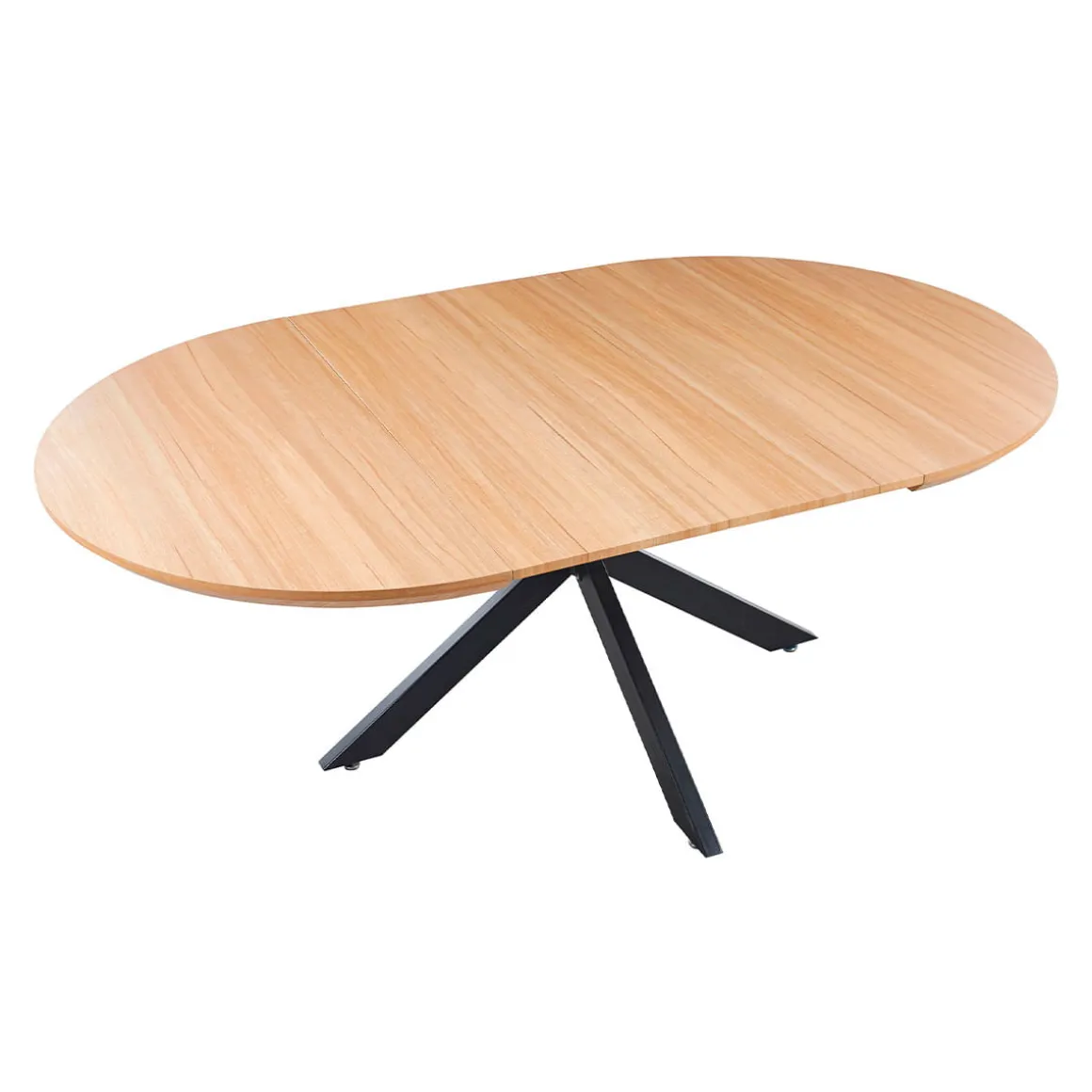Mesa de comedor redonda extensible Cross natural/negro 76x130-170-210x130 cm
