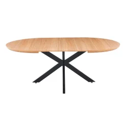 Mesa de comedor redonda extensible Cross natural/negro 76x130-170-210x130 cm