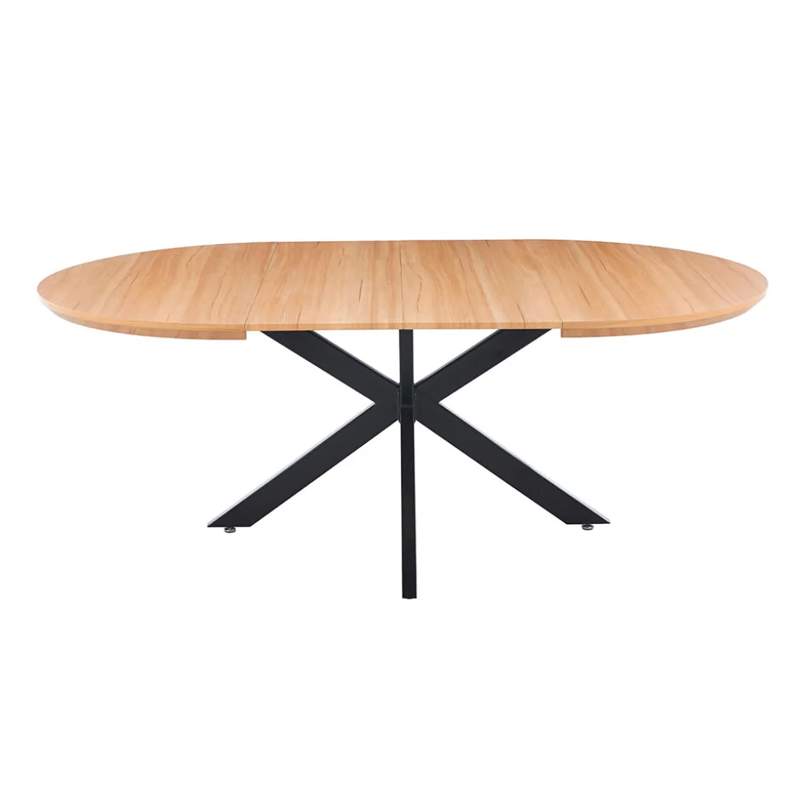 Mesa de comedor redonda extensible Cross natural/negro 76x130-170-210x130 cm
