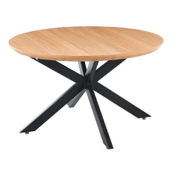 Mesa de comedor redonda extensible Cross natural/negro 76x130-170-210x130 cm