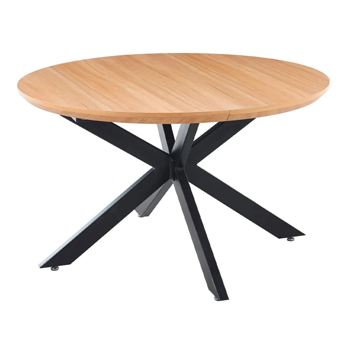 Mesa de comedor redonda extensible Cross natural/negro 76x130-170-210x130 cm