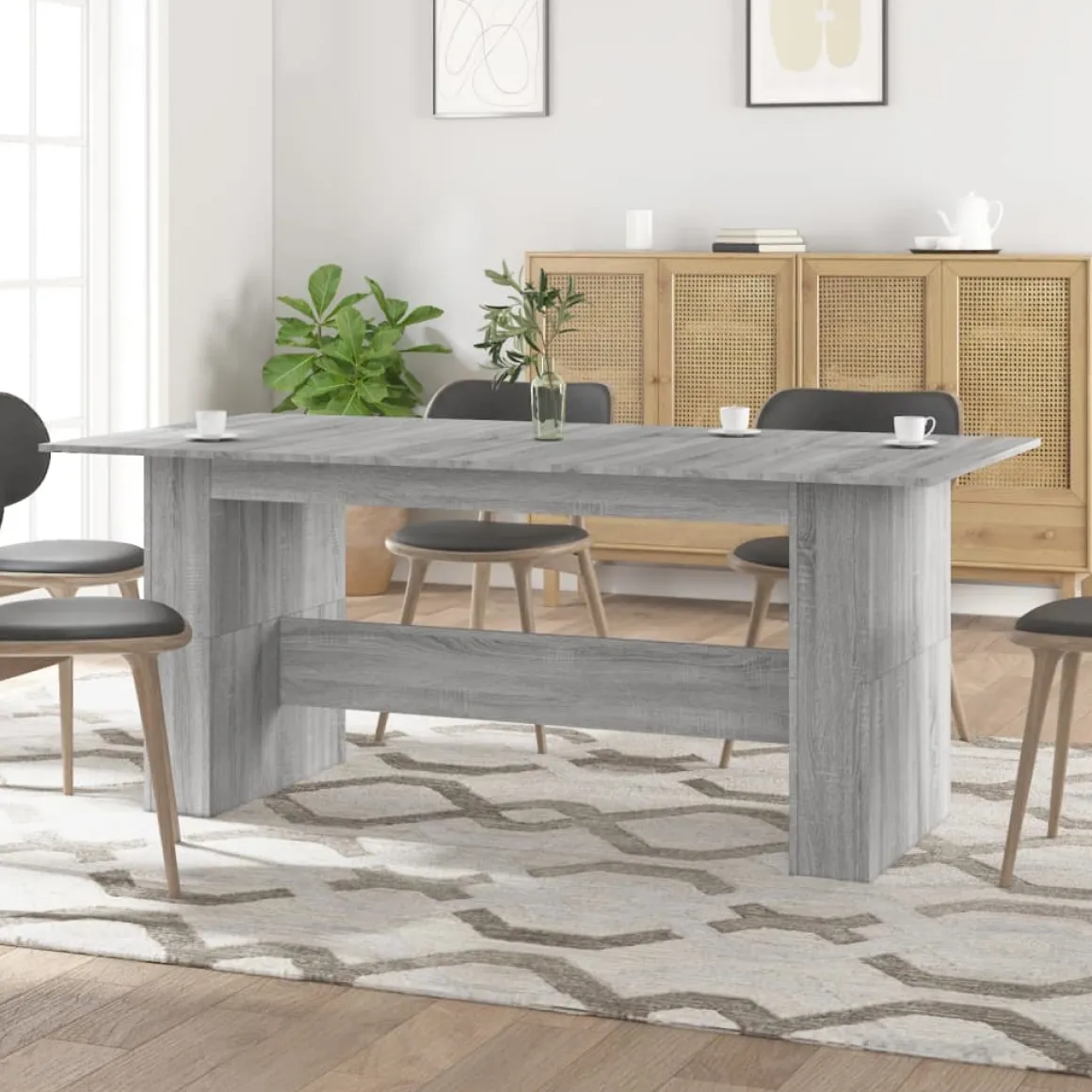 Mesa de comedor Seña rectangular gris 76x180x90 cm
